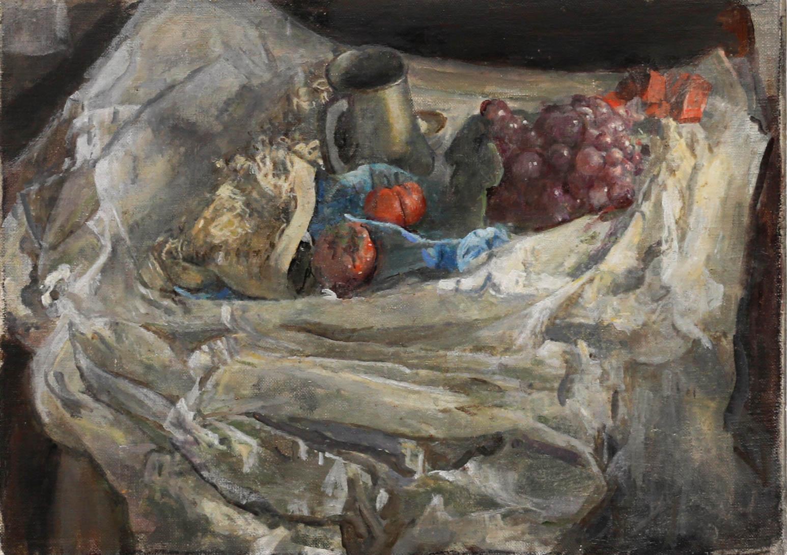 Still life, oil on canvas. Unsigned. (Provenance: Studio Sale, George Weissbort). 