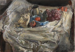 George Weissbort (1928-2013) - Huile du XXe siècle, chope en étain et raisins violets
