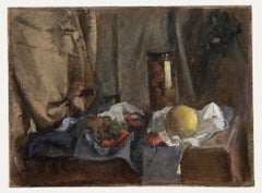 George Weissbort (1928-2013) - 20e siècle - Huile, pot de cueillette, melon et raisins