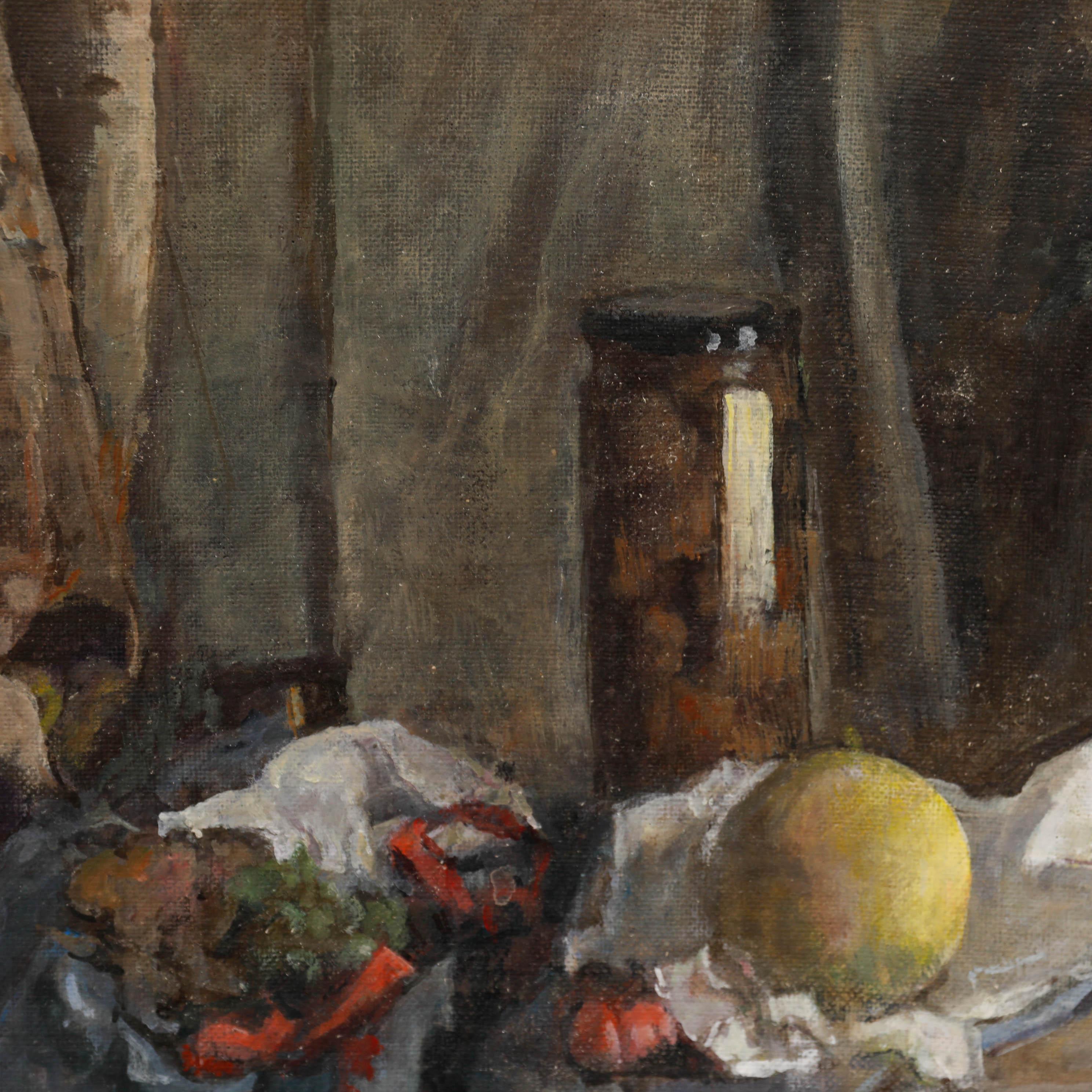 George Weissbort (1928-2013) - Óleo del siglo XX, Tarro de pepinillos, melón y uvas en venta 3