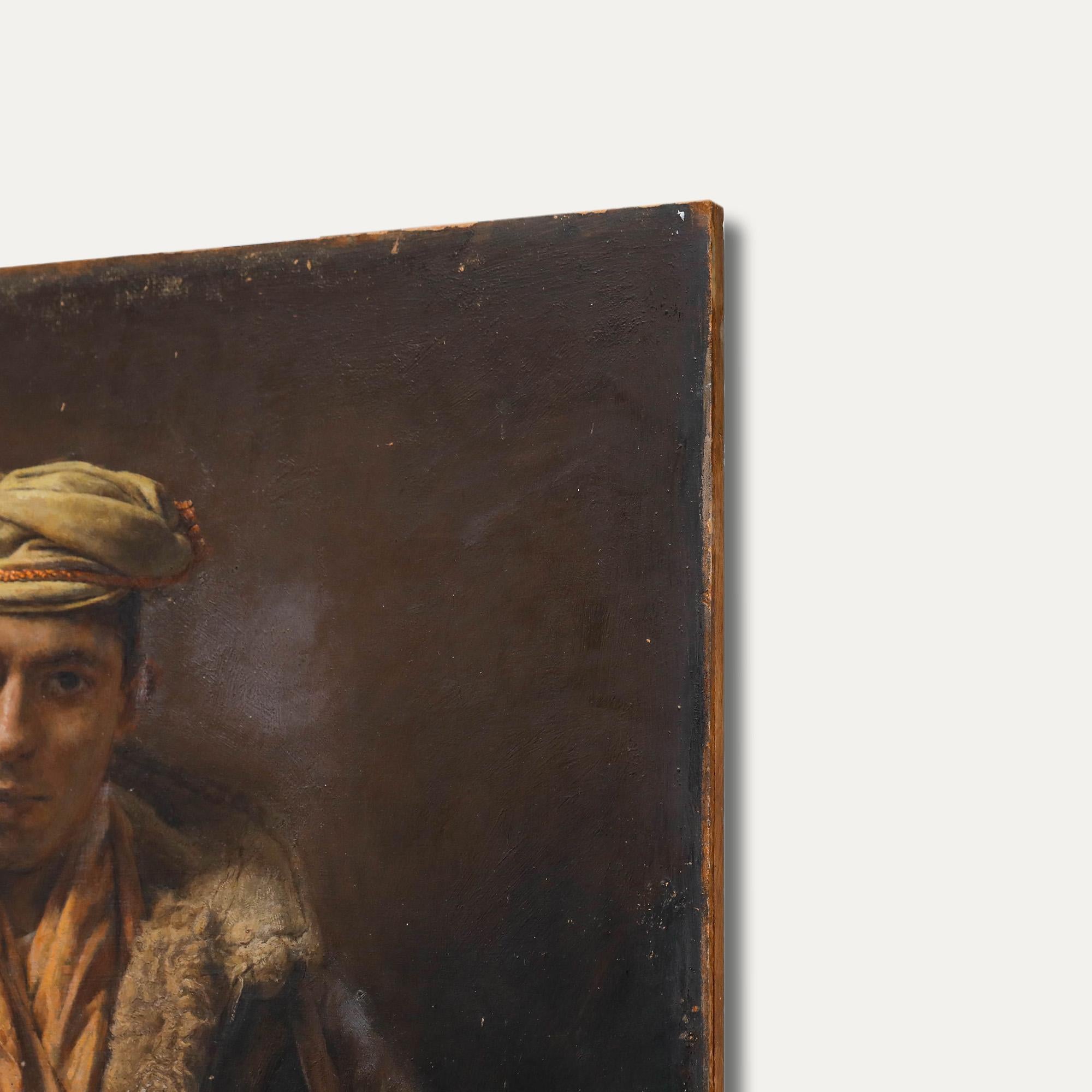 George Weissbort (1928-2013) - 20. Jahrhundert Öl, Porträt eines Mannes mit Turban im Angebot 4