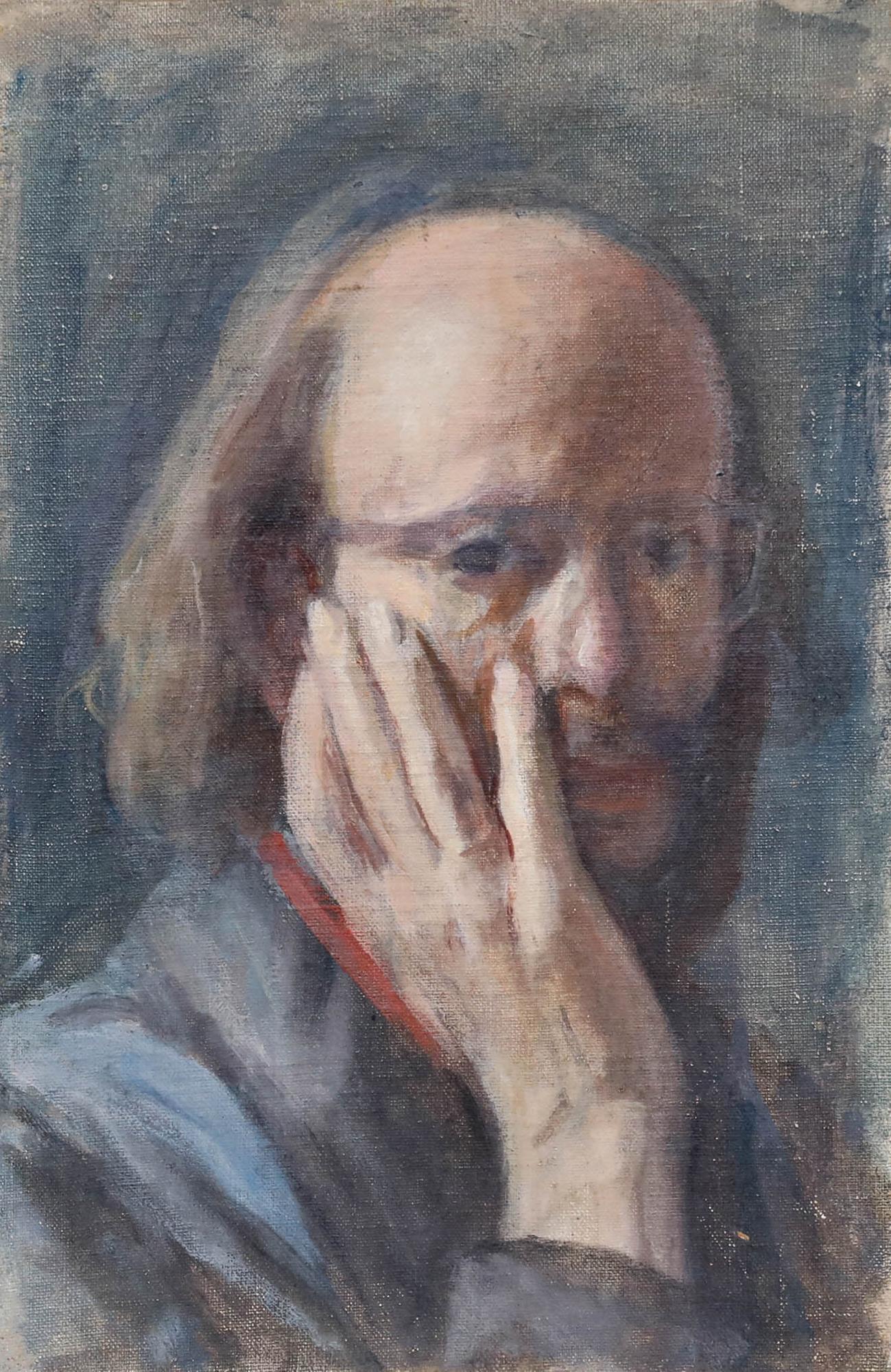 George Weissbort (1928-2013) - 20e siècle Huile, Homme posant en vente 1
