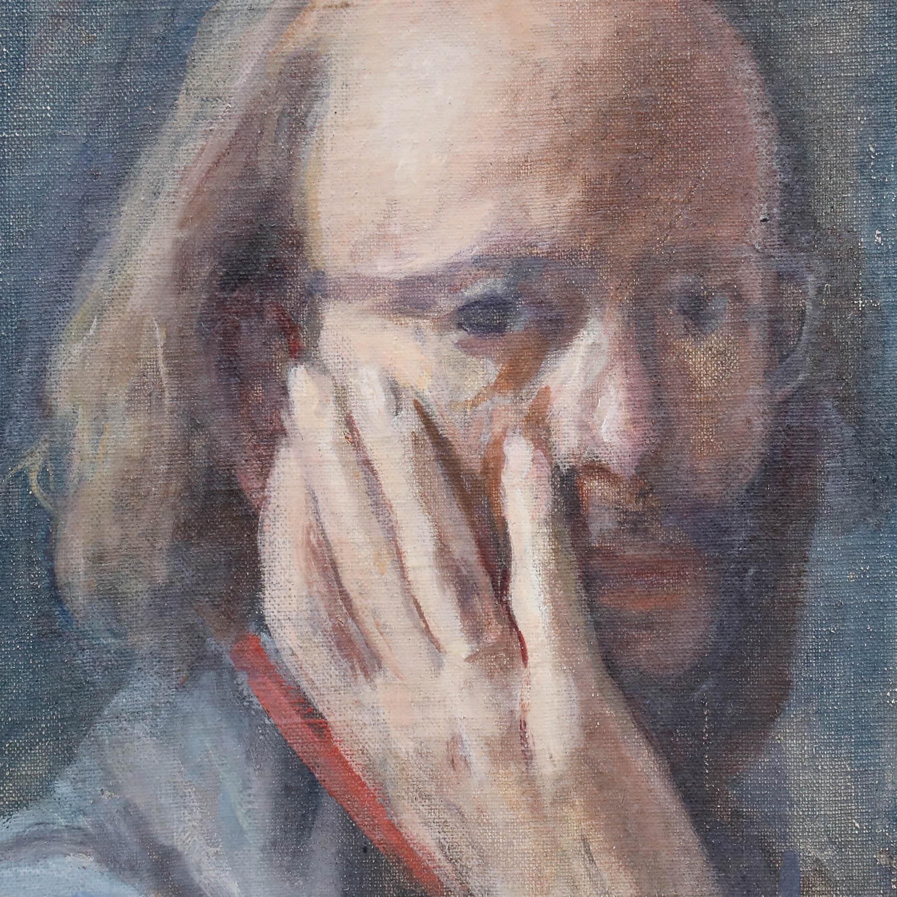 George Weissbort (1928-2013) - 20e siècle Huile, Homme posant en vente 3