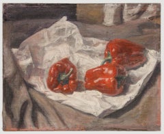 George Weissbort (1928-2013) - Óleo del siglo XX, Pimientos rojos sobre papel
