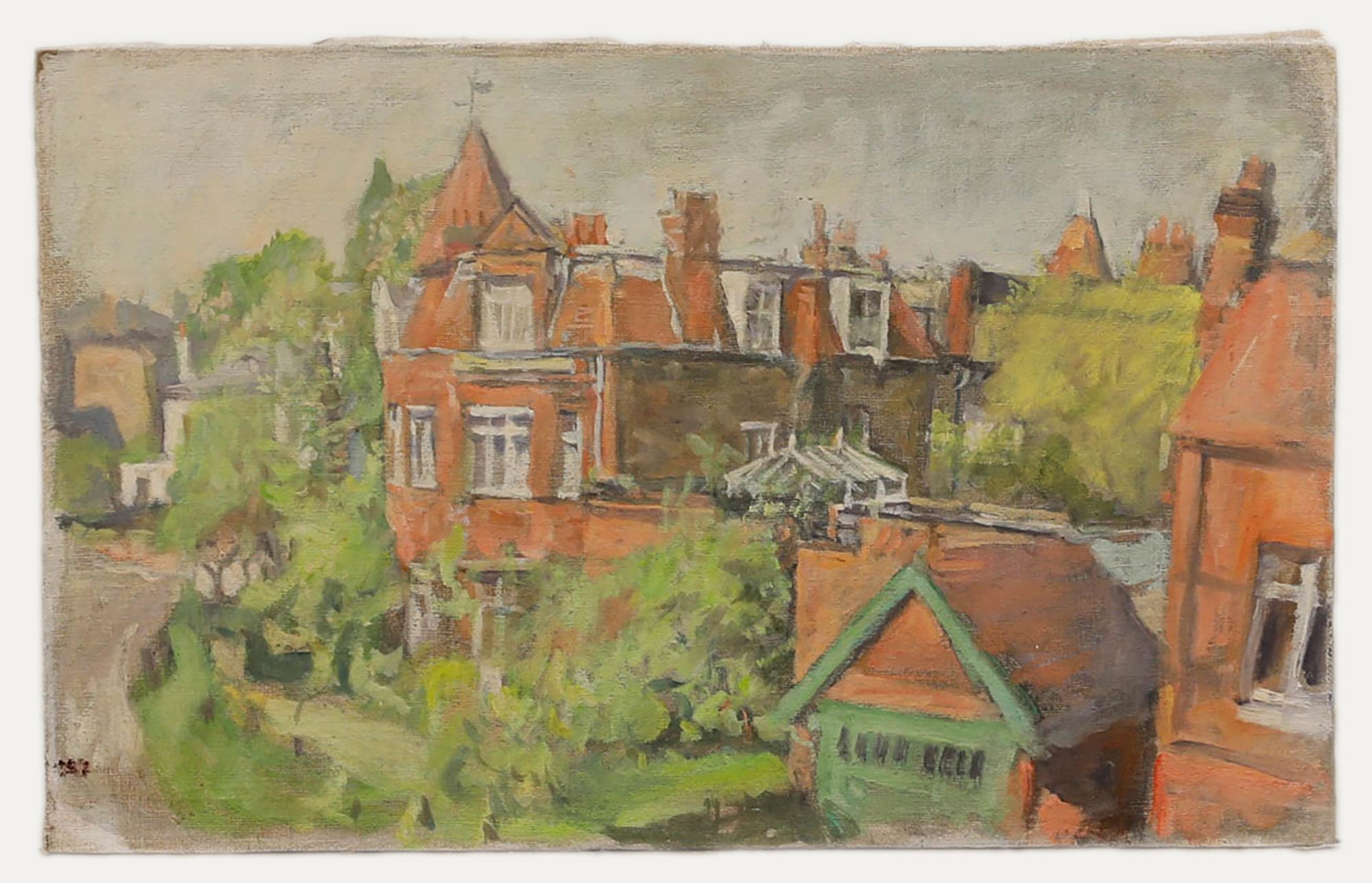 George Weissbort (1928-2013) - Óleo del siglo XX, Paisaje residencial en venta 1