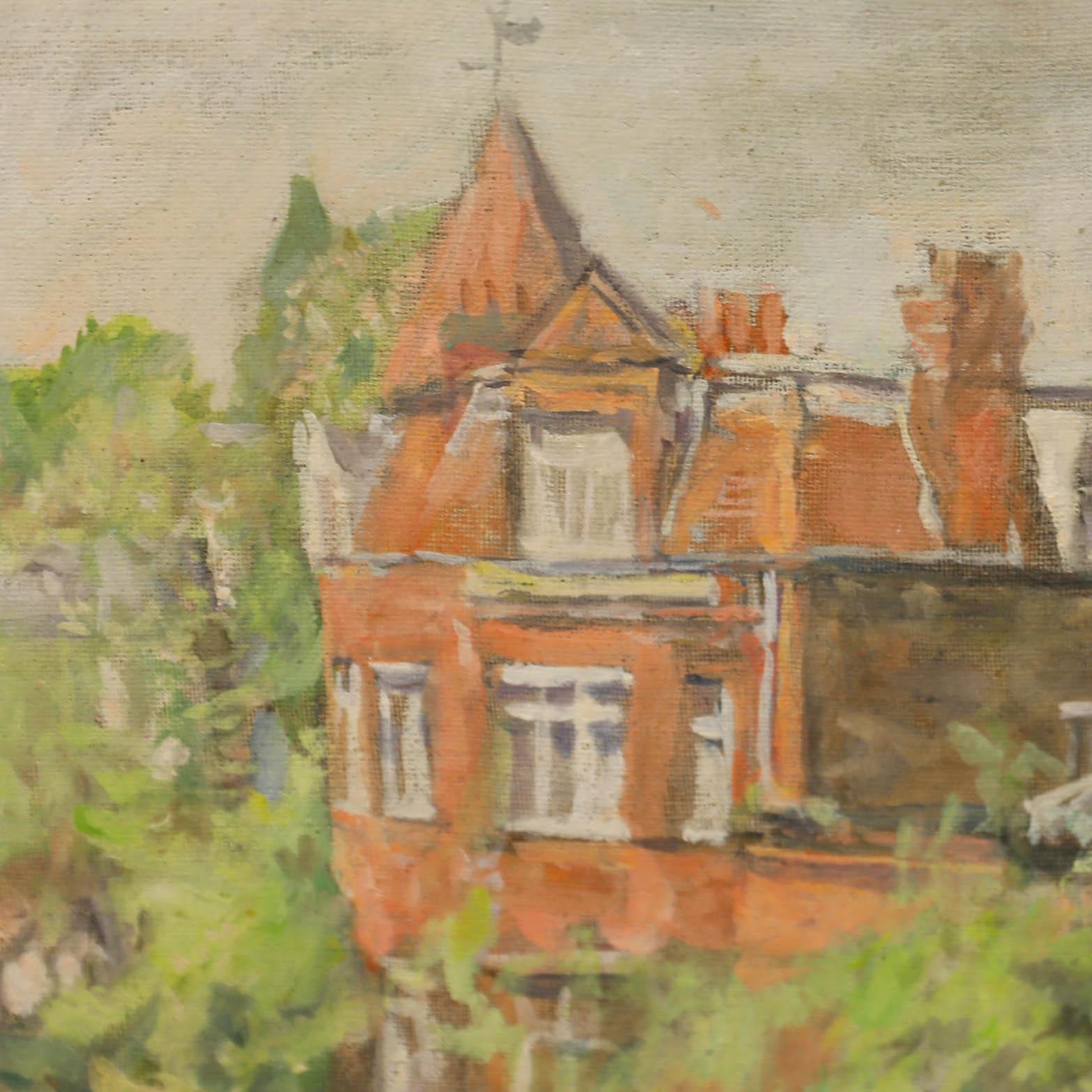 George Weissbort (1928-2013) - Óleo del siglo XX, Paisaje residencial en venta 3