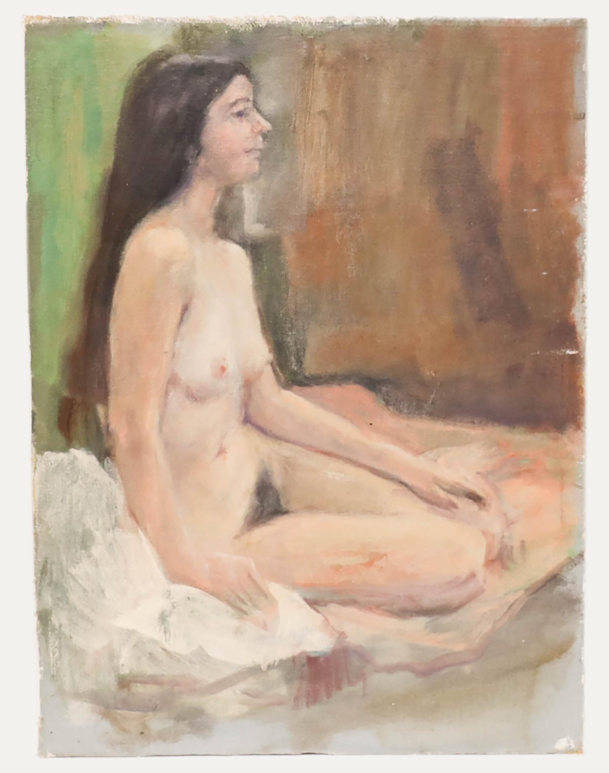 George Weissbort (1928-2013) - 20. Jahrhundert Ölgemälde, ruhend in weißen Blättern im Angebot 1