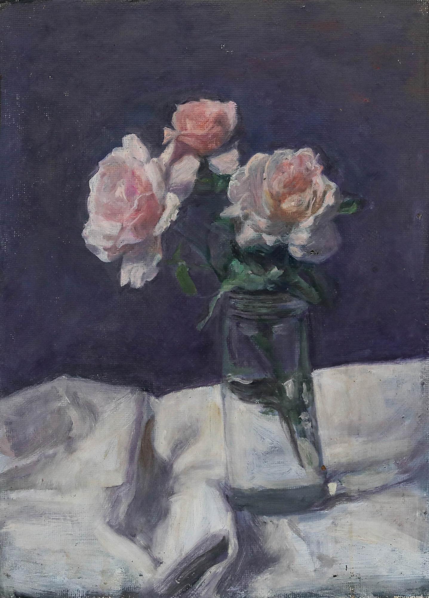 George Weissbort (1928-2013) - 20th Century Oil, Roses in a Glass Jar For Sale 1