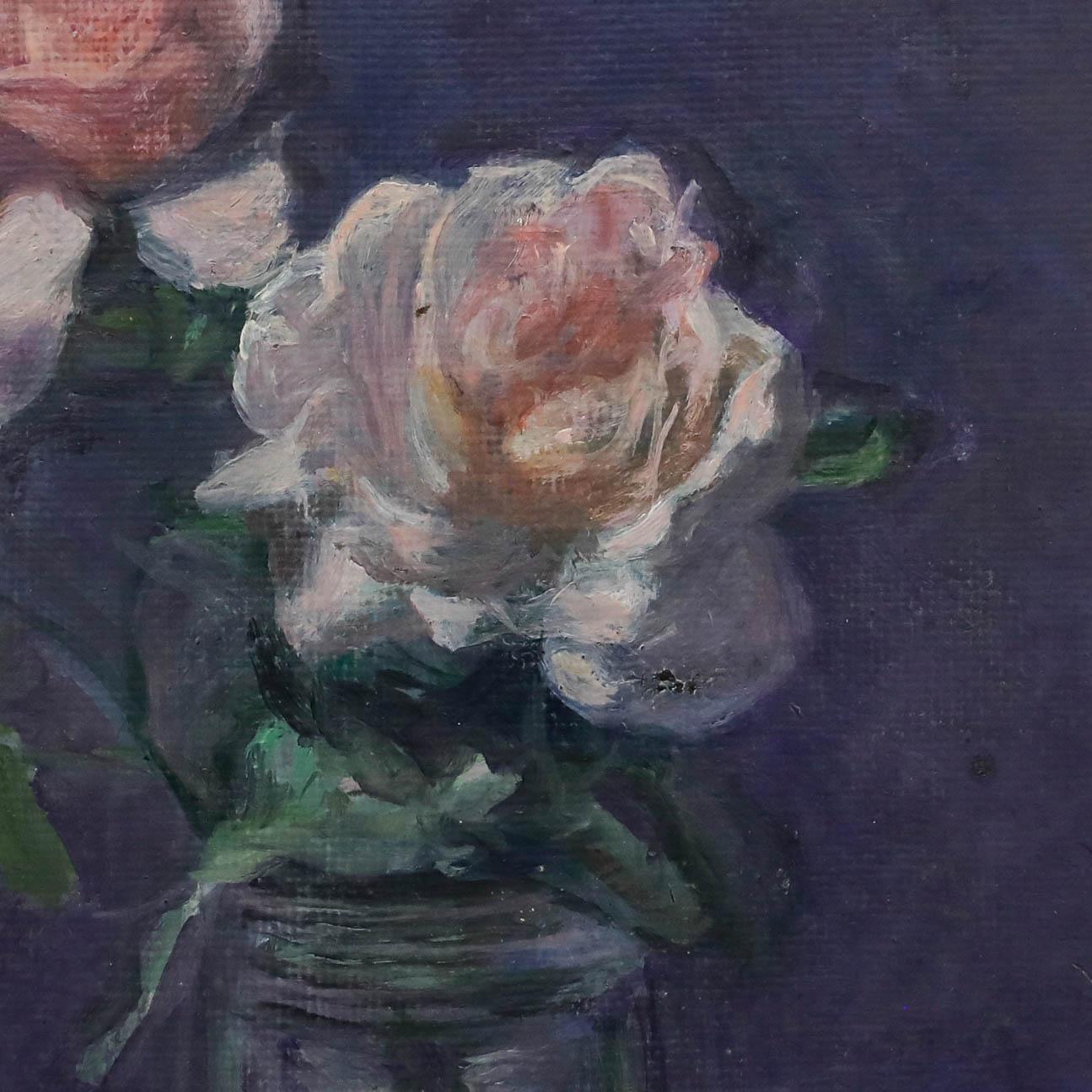 George Weissbort (1928-2013) - 20th Century Oil, Roses in a Glass Jar For Sale 3