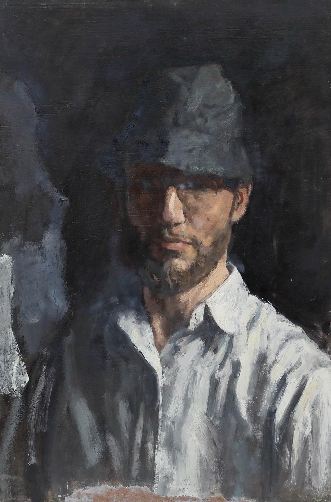 George Weissbort (1928-2013) - Huile du XXe siècle, Self-Portrait avec un chapeau en vente 1