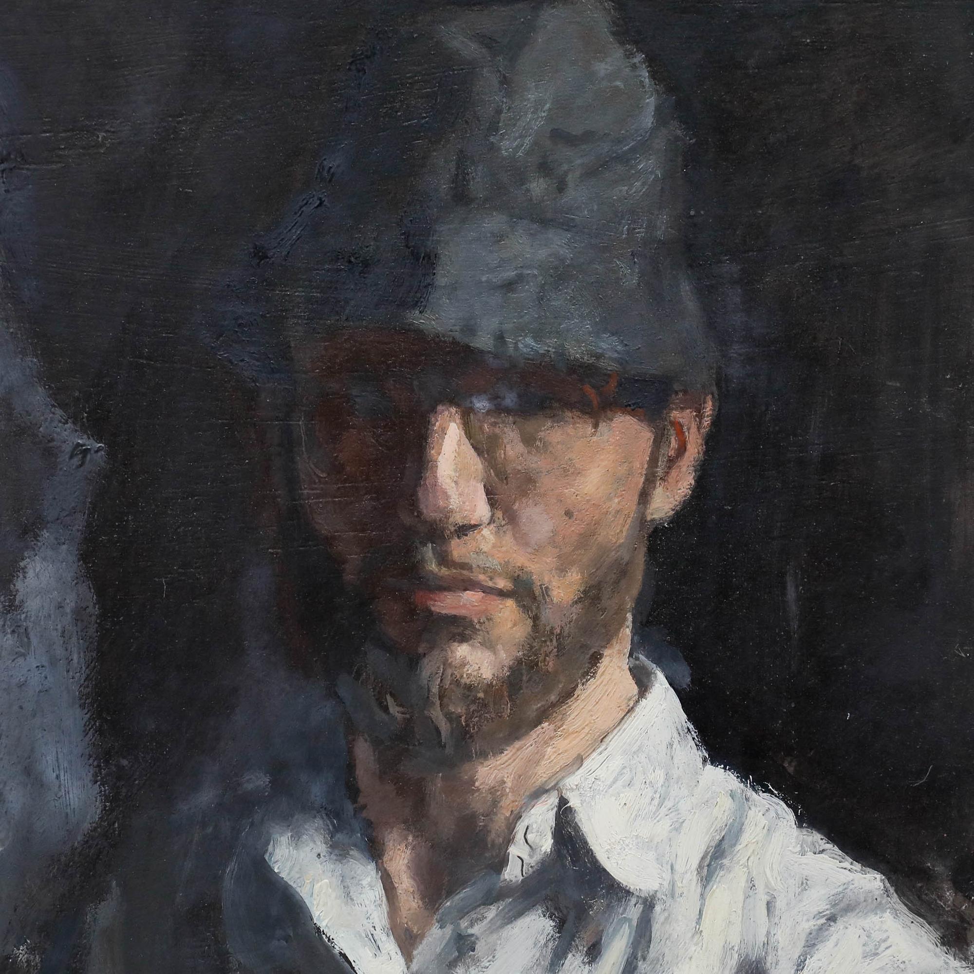 George Weissbort (1928-2013) - Huile du XXe siècle, Self-Portrait avec un chapeau en vente 3