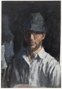 George Weissbort (1928-2013) - Huile du XXe siècle, Self-Portrait avec un chapeau