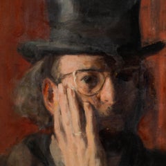 George Weissbort (1928-2013) - 20th Century Oil, Self Portrait In A Top Hat