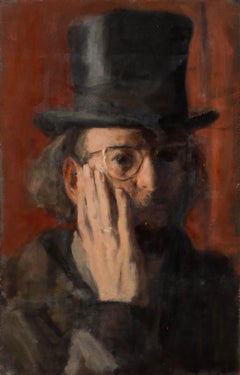 George Weissbort (1928-2013) - 20th Century Oil, Self Portrait In A Top Hat