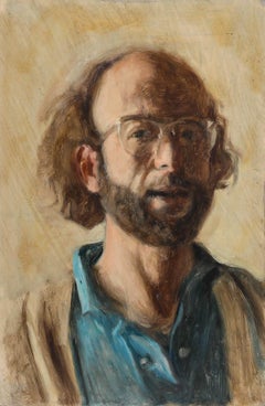 George Weissbort (1928-2013) - Olio del XX secolo, Self-Portrait in verde acqua