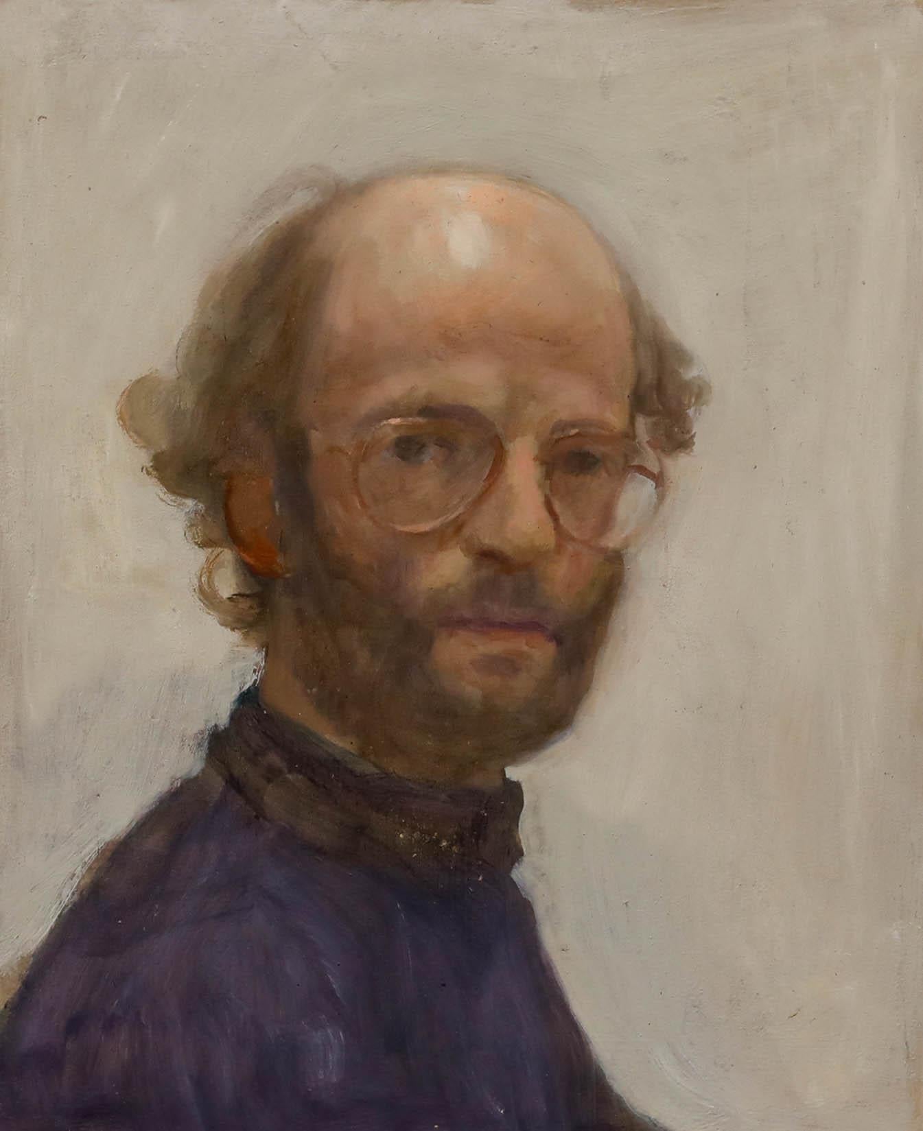George Weissbort (1928-2013) - Olio del XX secolo, Self-Portrait in dolcevita in vendita 1