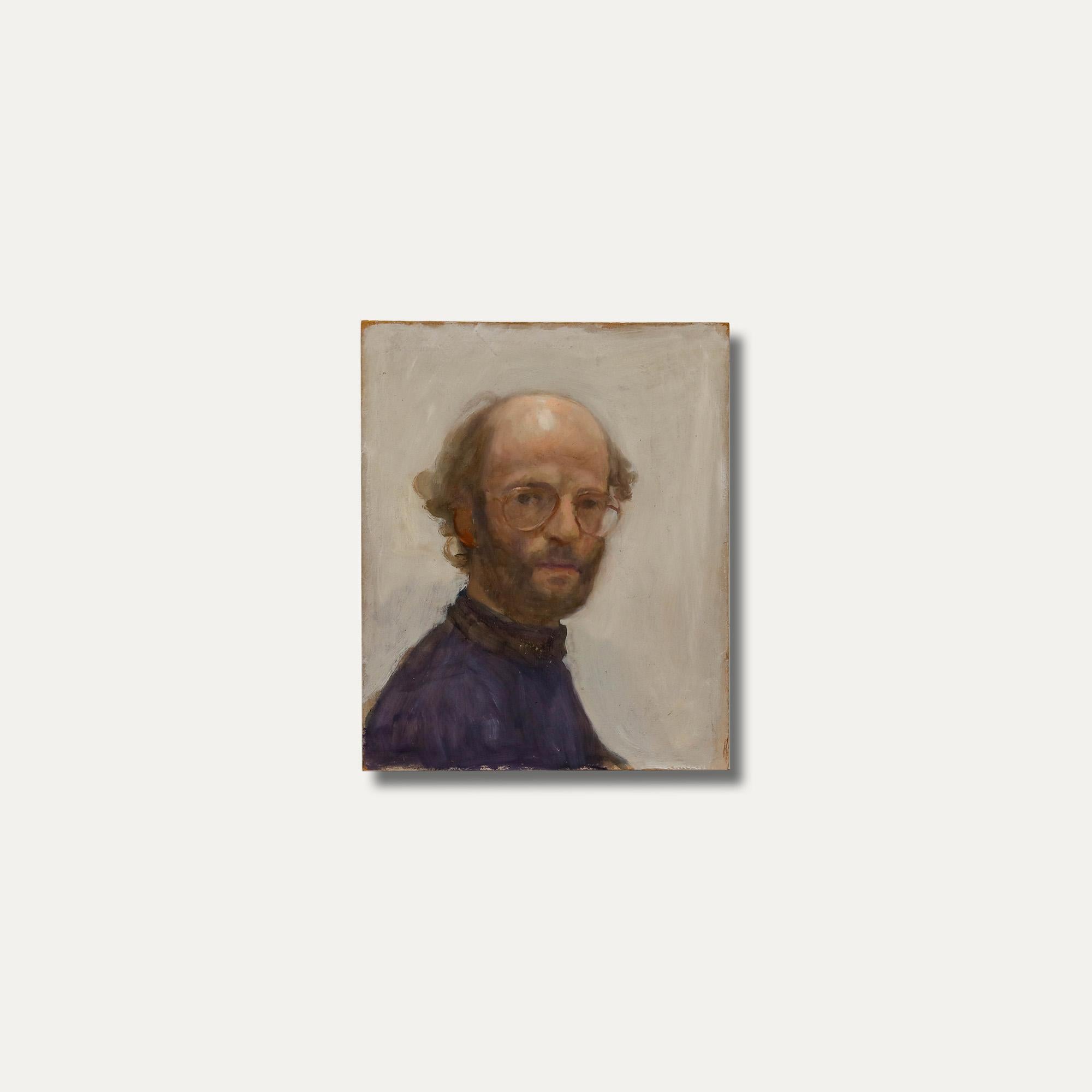 George Weissbort (1928-2013) - Olio del XX secolo, Self-Portrait in dolcevita in vendita 4