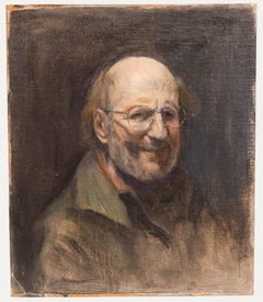 George Weissbort (1928-2013) - 20e siècle Huile, Self-Portrait sur fond noir