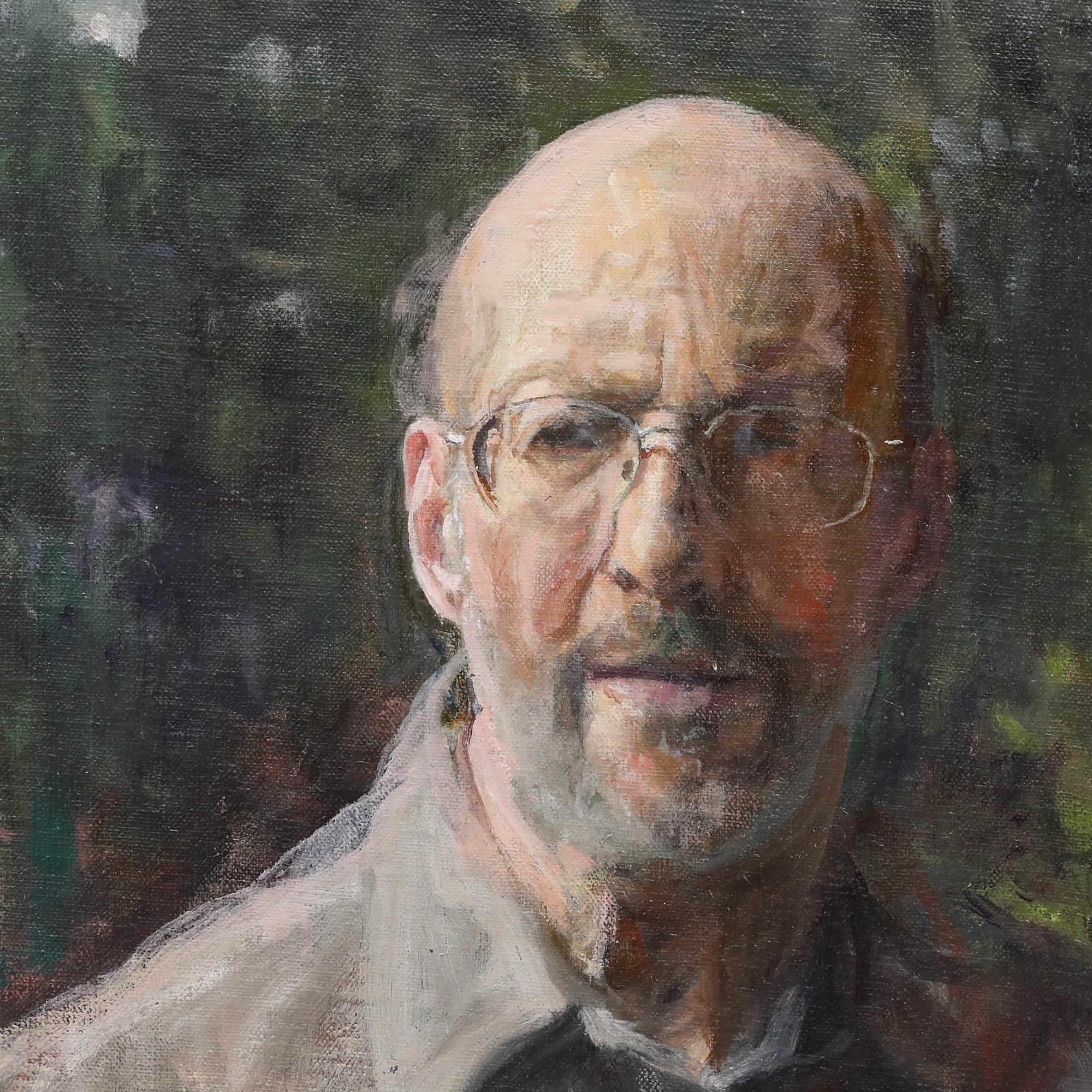 George Weissbort (1928-2013) - Olio del XX secolo, Self-Portrait su blu in vendita 3