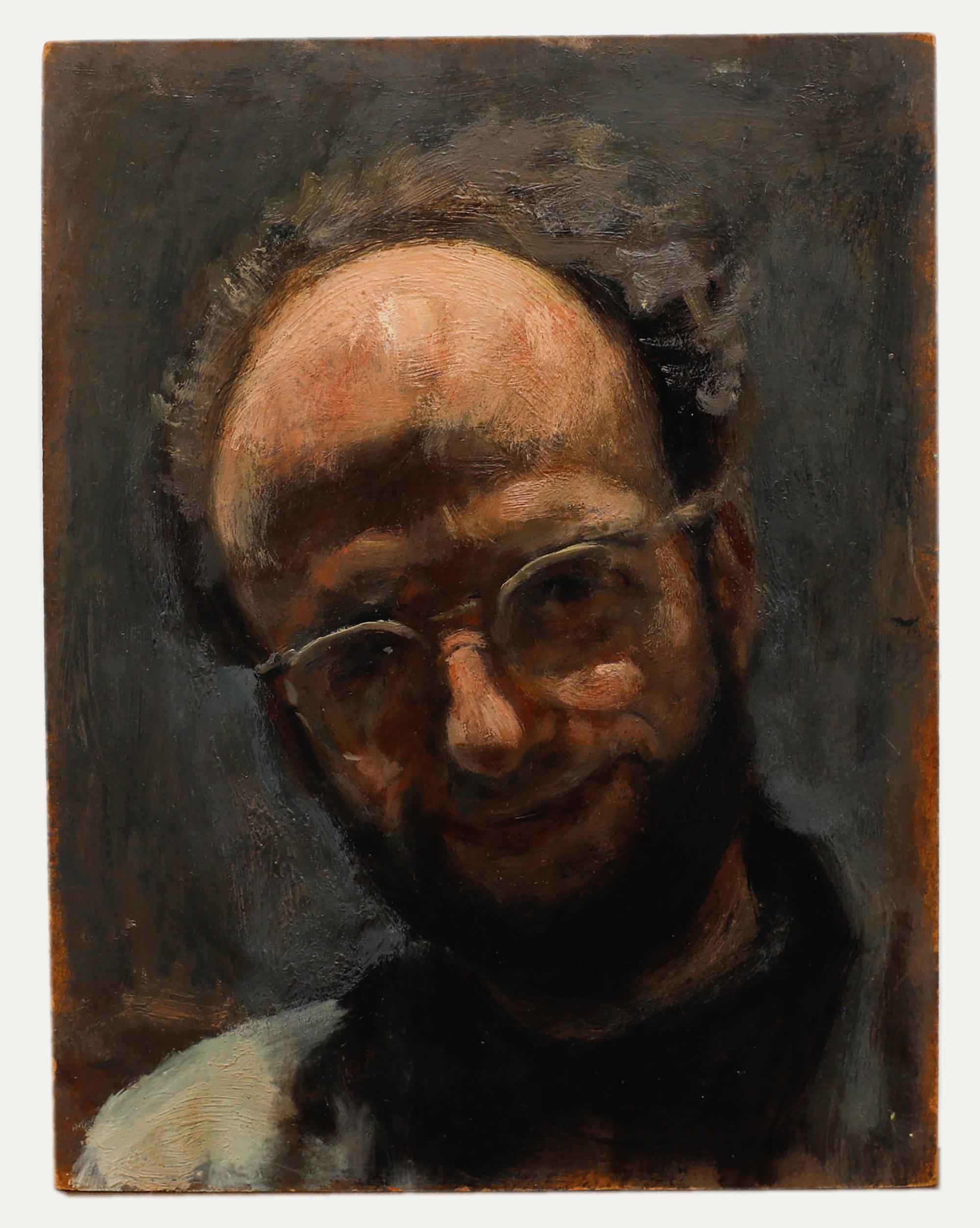 George Weissbort (1928-2013) - Huile du 20e siècle, autoportrait avec un sourire en vente 1