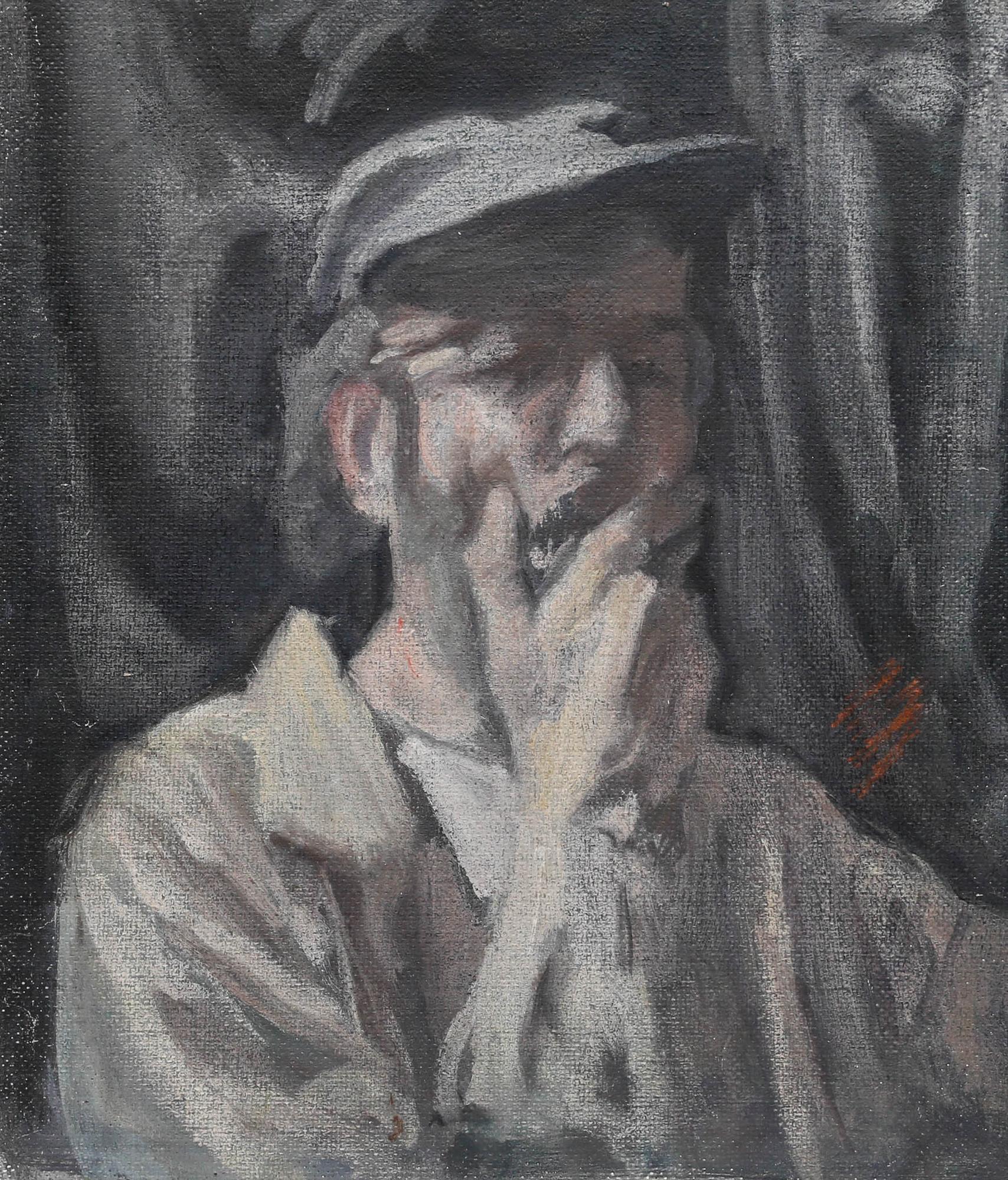 George Weissbort (1928-2013) - 20th Century Oil, Self Portrait with Cap For Sale 1