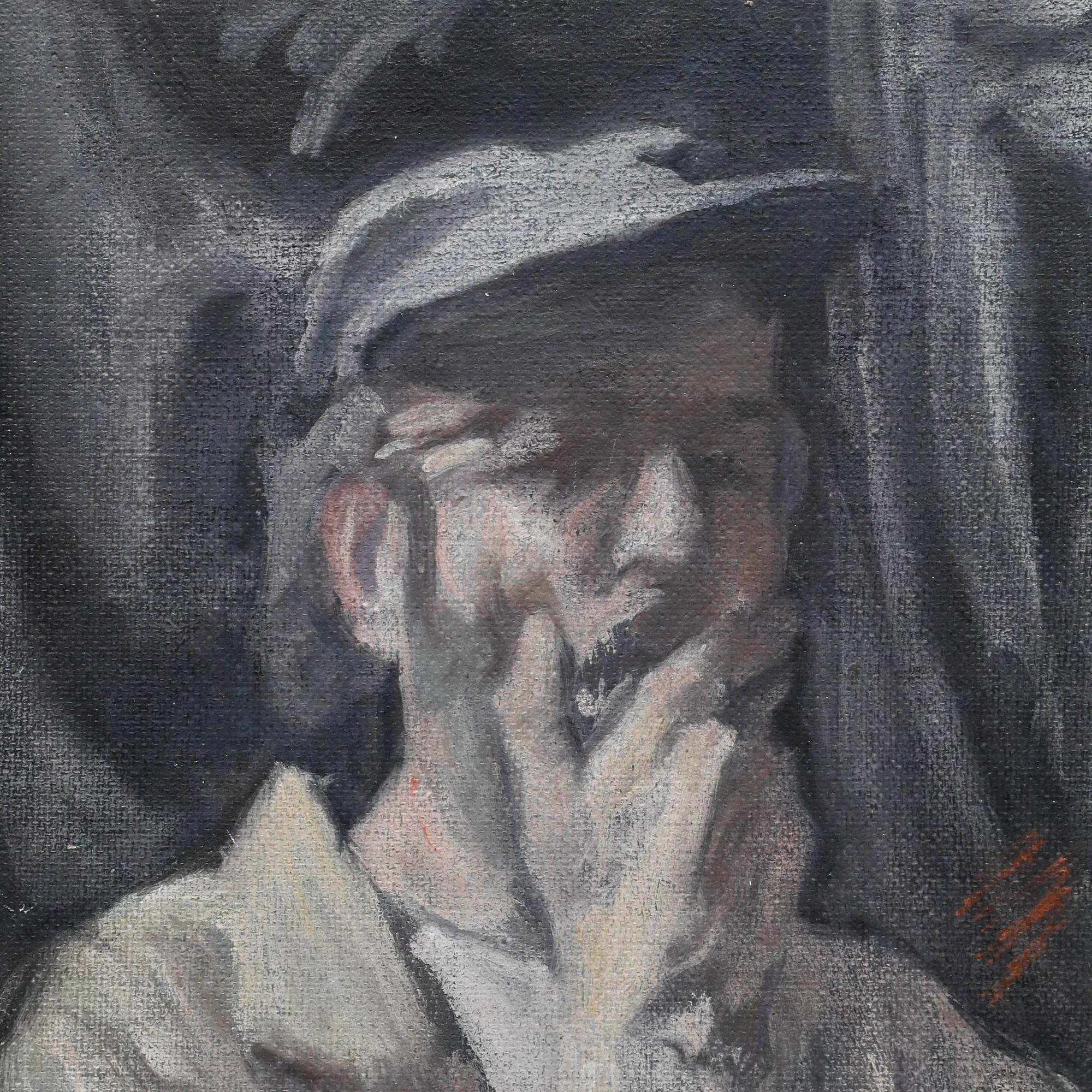 George Weissbort (1928-2013) - 20th Century Oil, Self Portrait with Cap For Sale 3