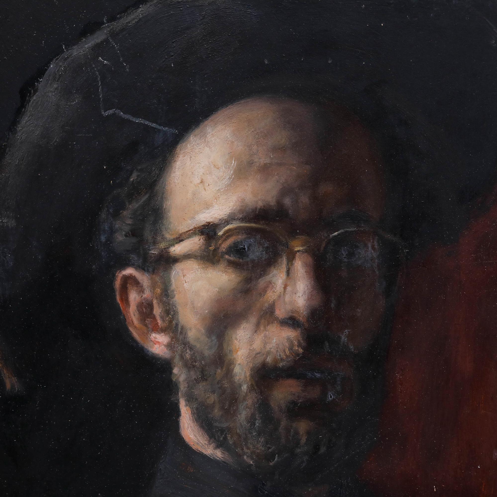 George Weissbort (1928-2013) - 20th Century Oil, Self Portrait with Hat For Sale 3