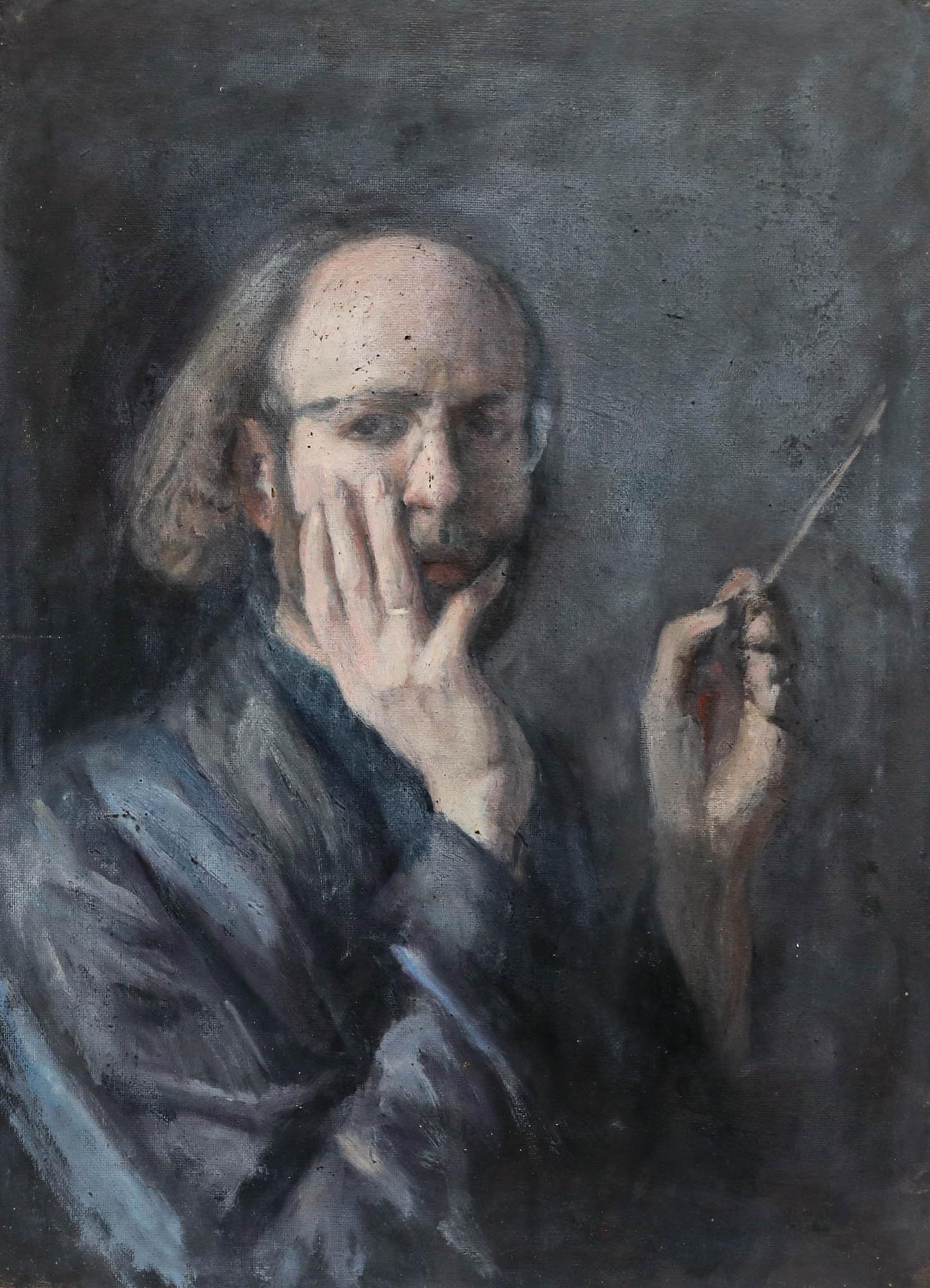 George Weissbort (1928-2013) - 20th Century Oil, Self Portrait with Paintbrush For Sale 1