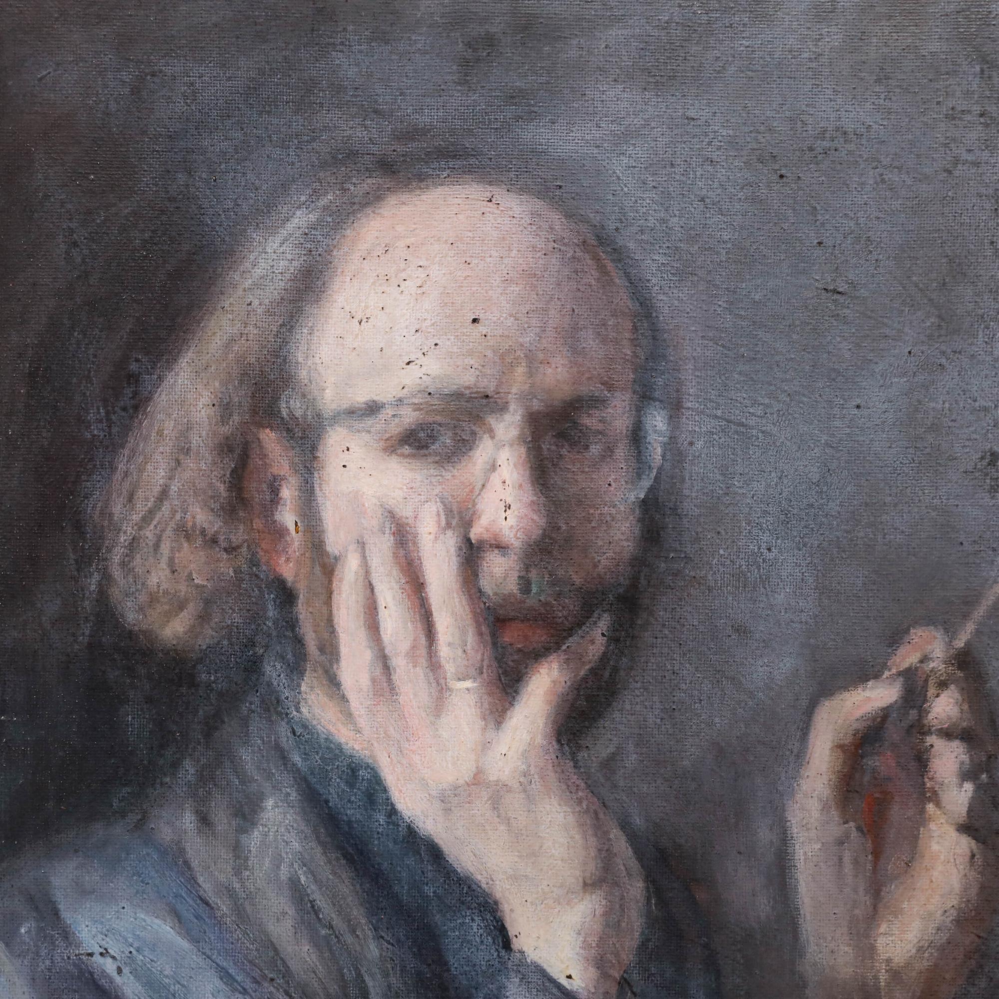 George Weissbort (1928-2013) - 20th Century Oil, Self Portrait with Paintbrush For Sale 3