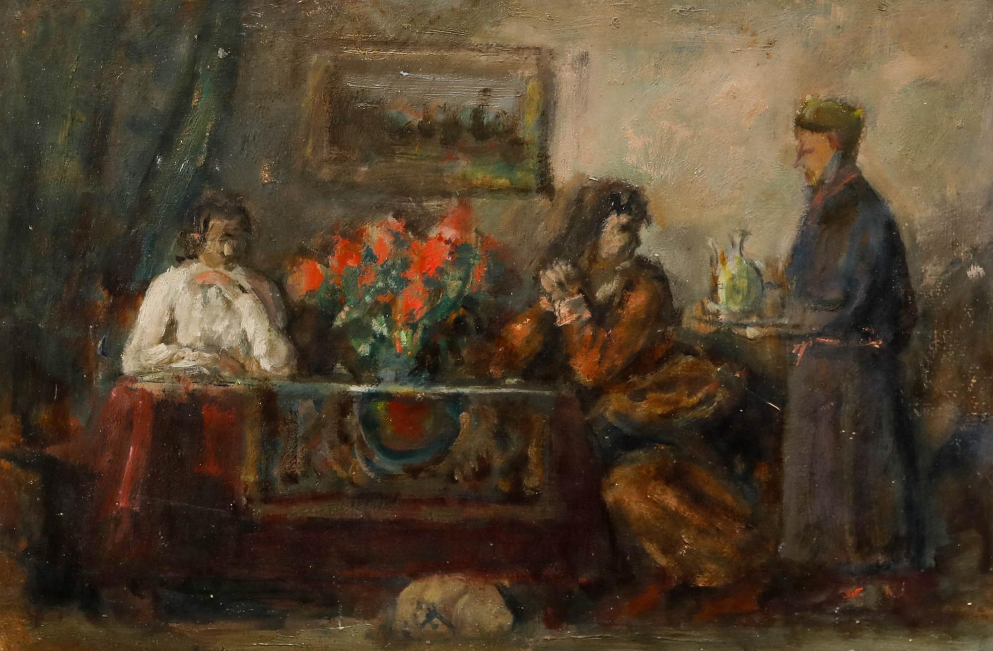 George Weissbort (1928-2013) - 20e siècle - Huile, boissons de service en vente 1
