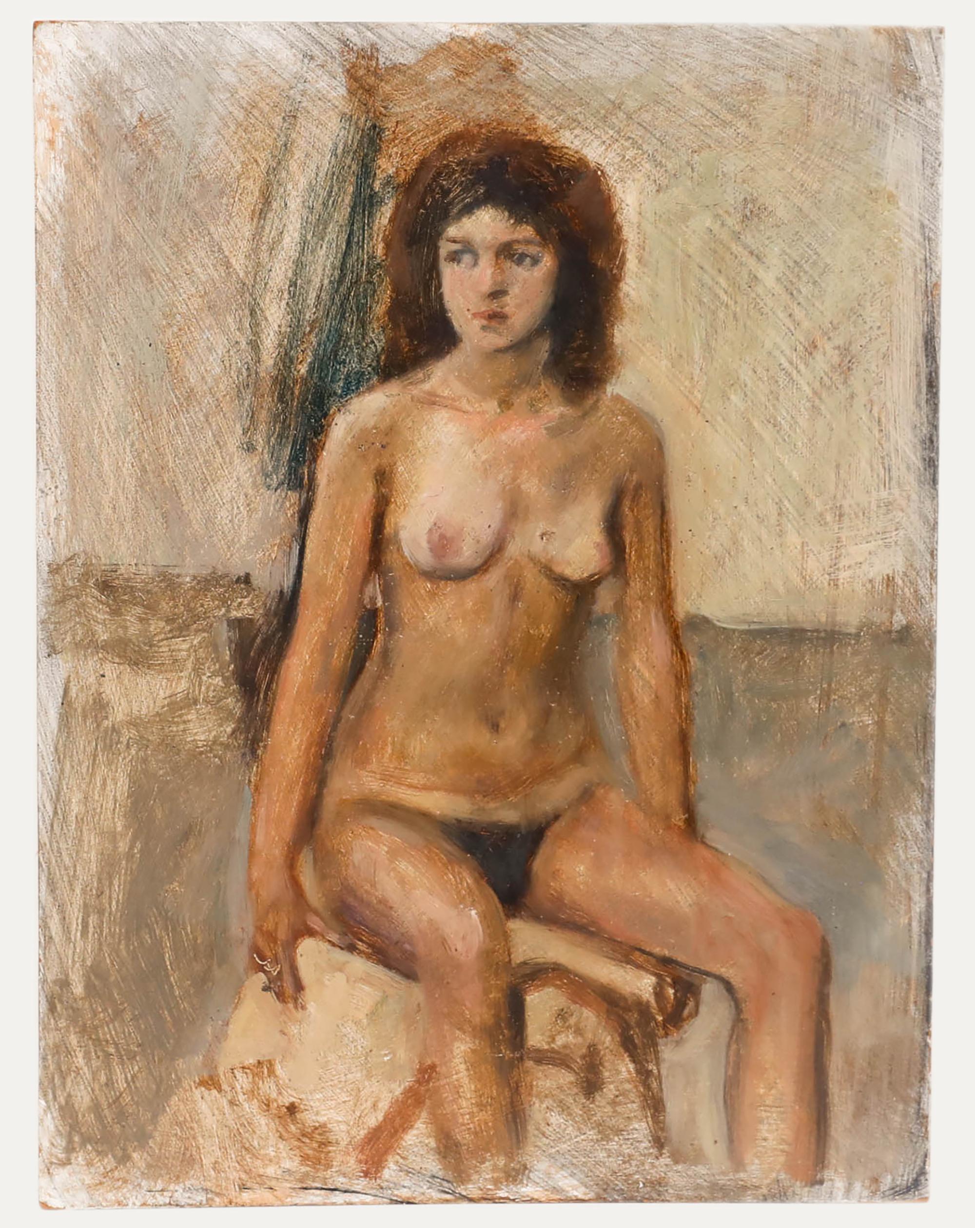 George Weissbort (1928-2013) - Olio del XX secolo, Seduto e dritto in vendita 1