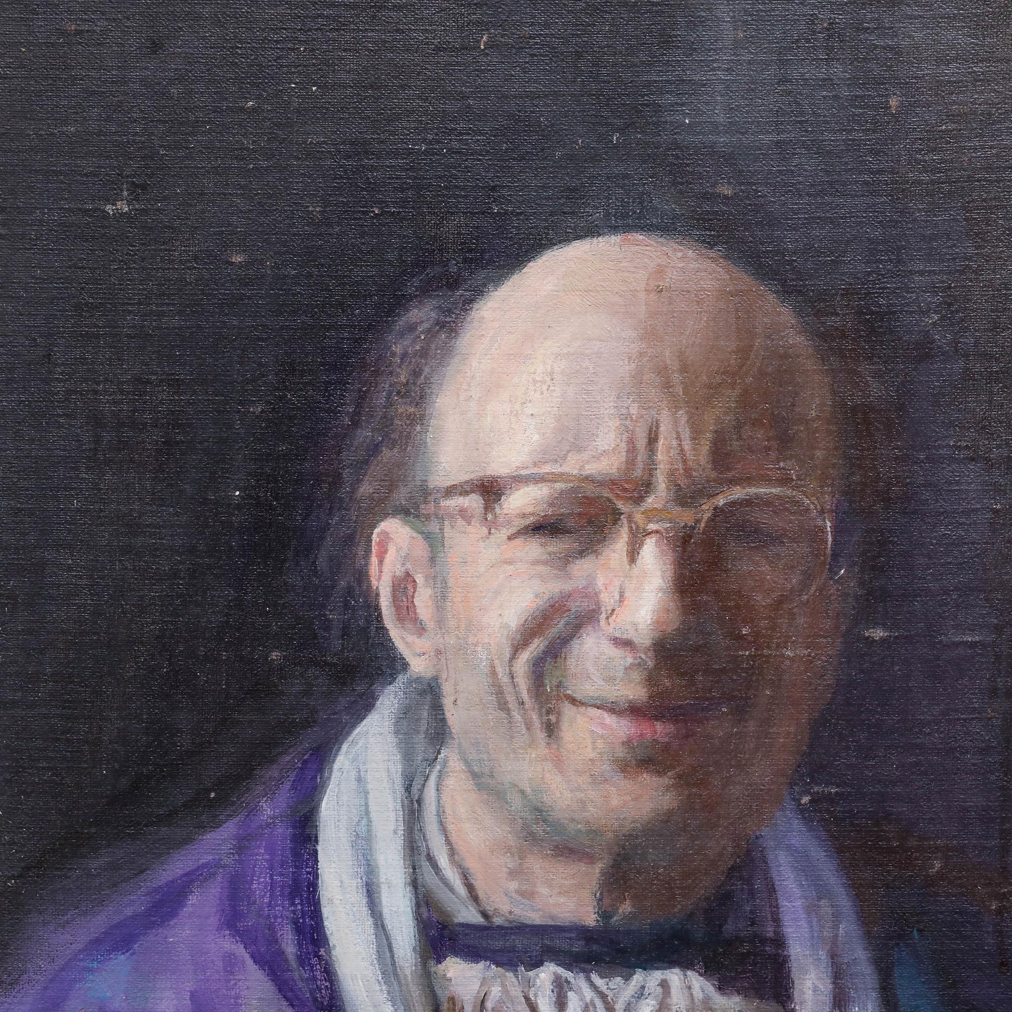 George Weissbort (1928-2013) - 20th Century Oil, Smiling Self Portrait For Sale 3
