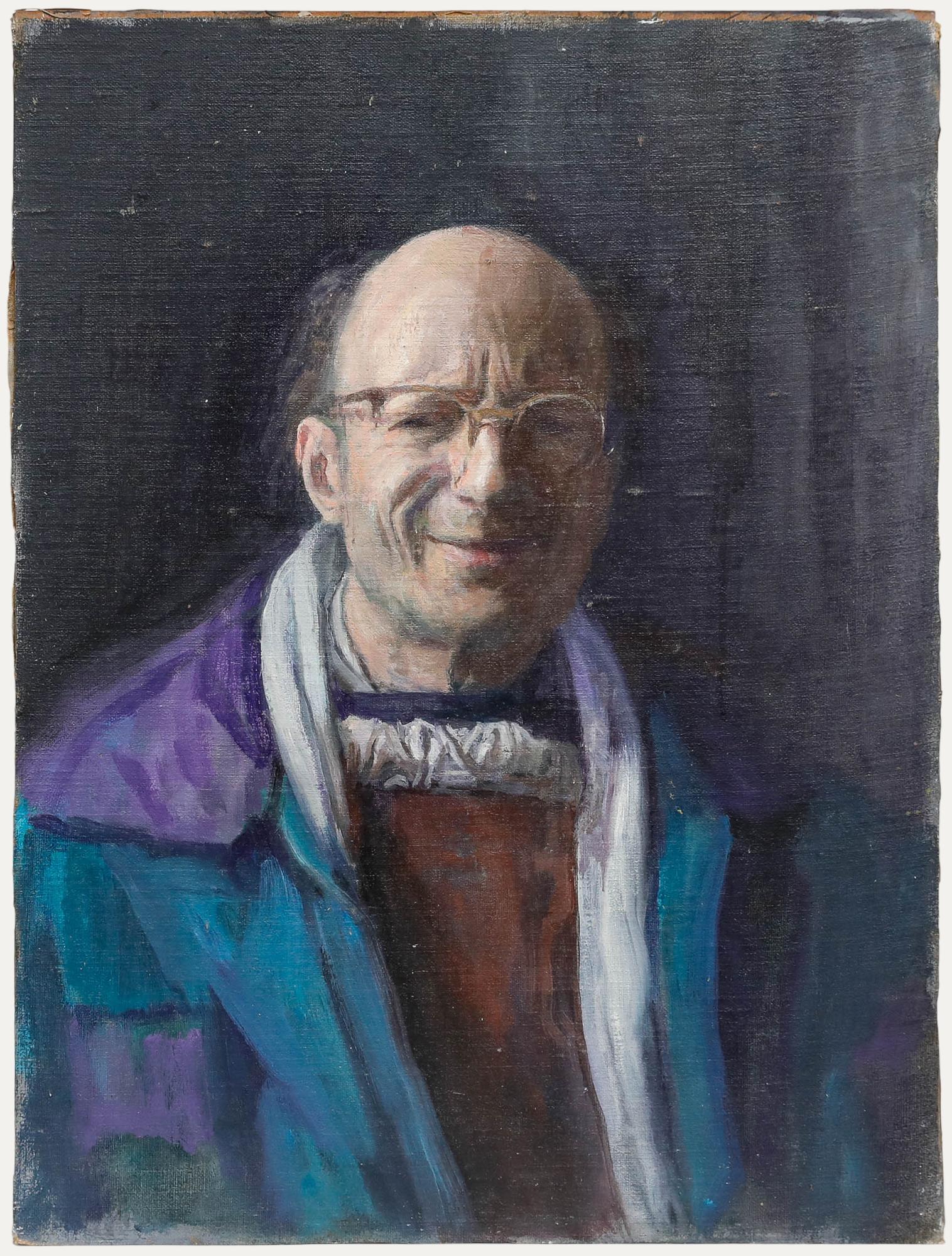 An intriguing self portrait by the artist George Weissbort (1928-2013). Unsigned. (Provenance: Studio Sale, George Weissbort). On canvas laid to board. 
