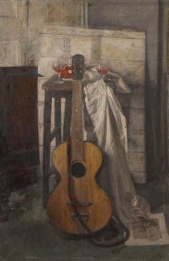 George Weissbort (1928-2013) - Óleo del siglo XX, Naturaleza muerta de una guitarra