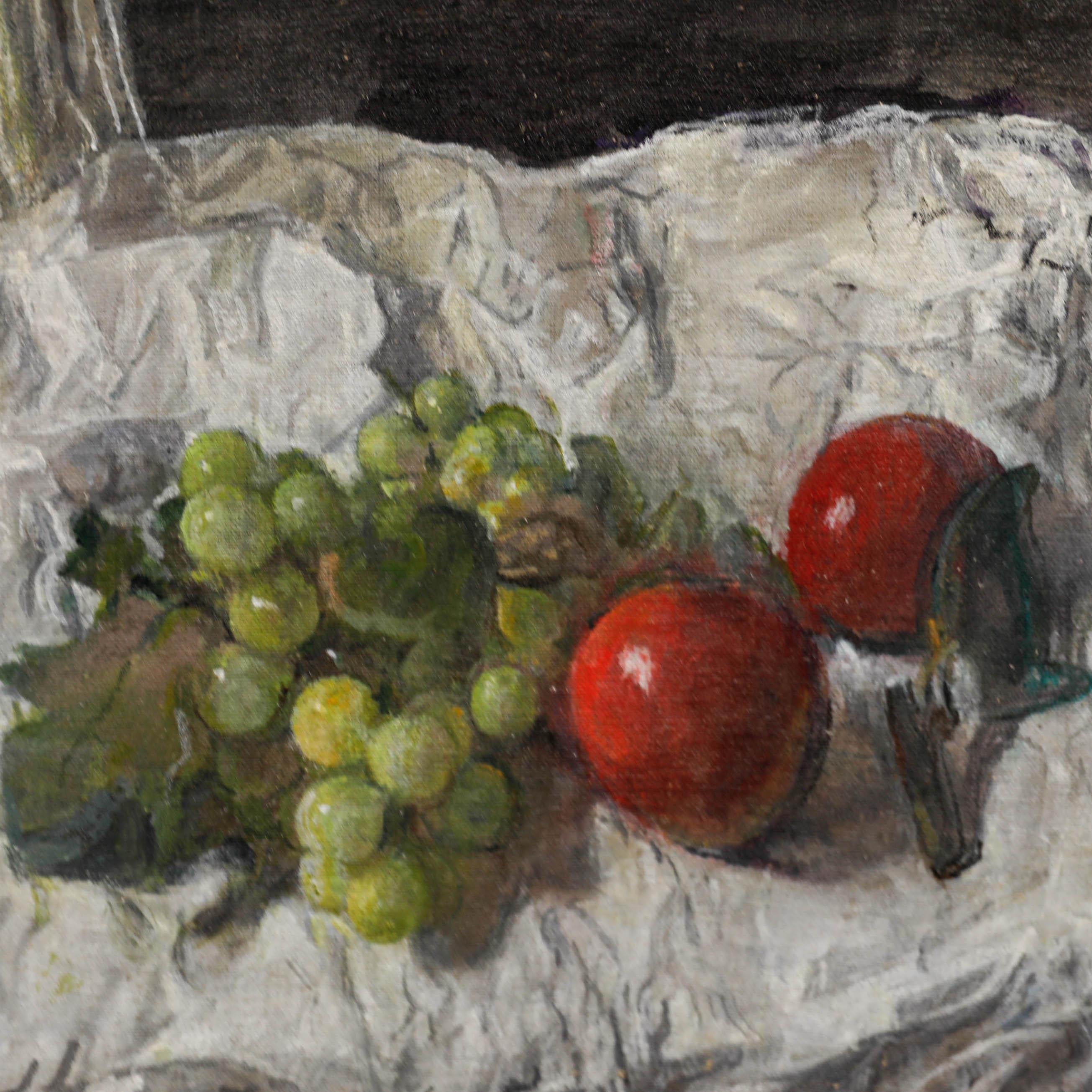 George Weissbort (1928-2013) - Olio del XX secolo, Natura morta di mele e uva in vendita 3