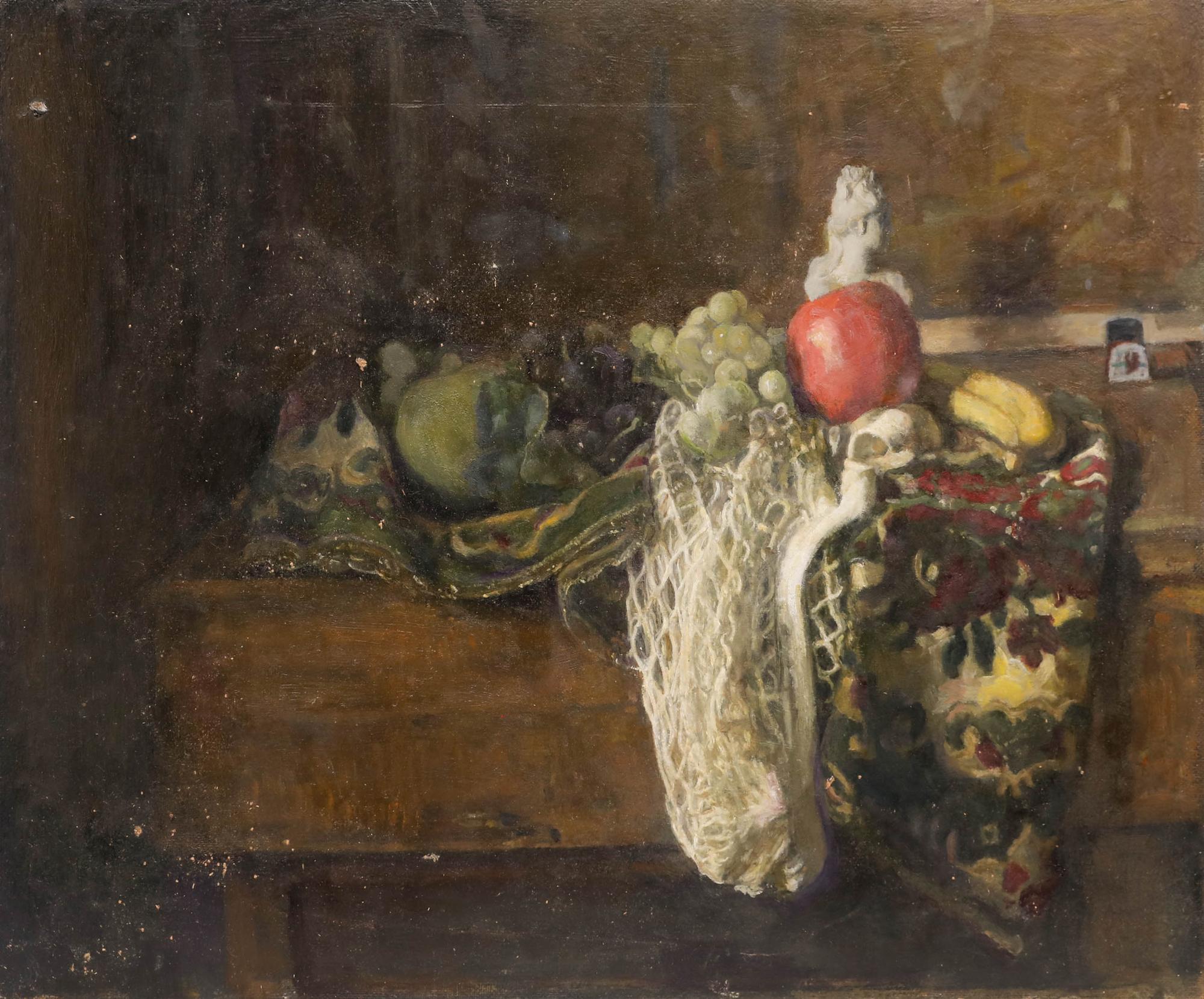 George Weissbort (1928-2013) - 20th Century Oil, Still Life of Fruit in Fabric For Sale 1
