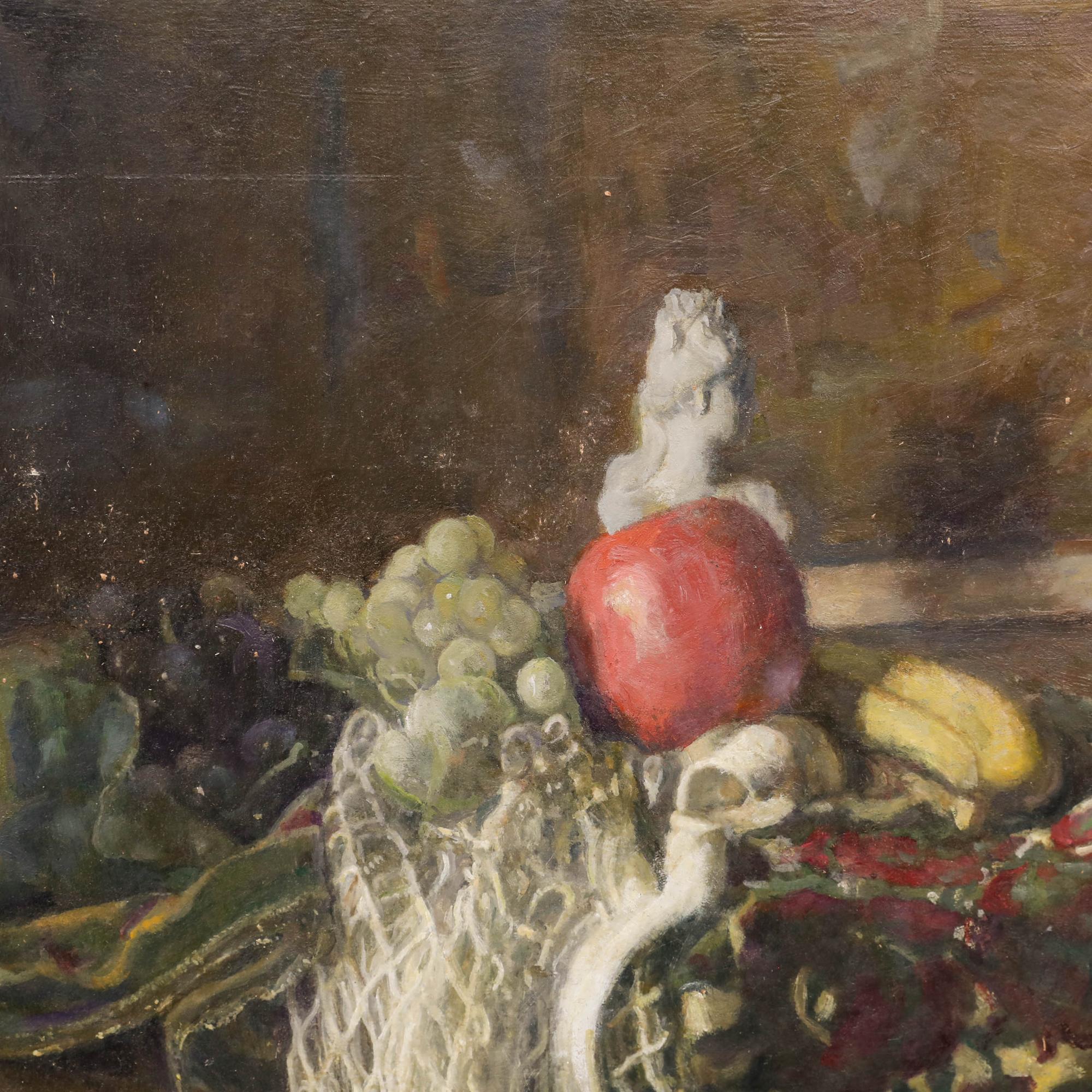George Weissbort (1928-2013) - 20th Century Oil, Still Life of Fruit in Fabric For Sale 3
