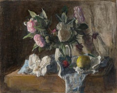 George Weissbort (1928-2013) - Huile du XXe siècle, Nature morte aux roses et aux fruits