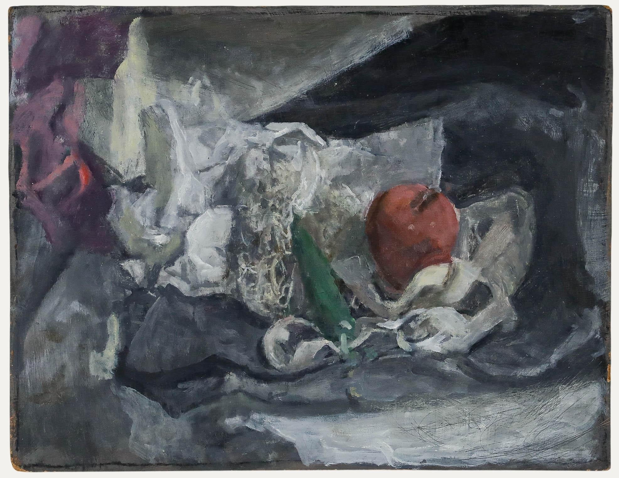 Still Life, oil on board. Unsigned. (Provenance: Studio Sale, George Weissbort). On board. Image size: 26 x 33cm.