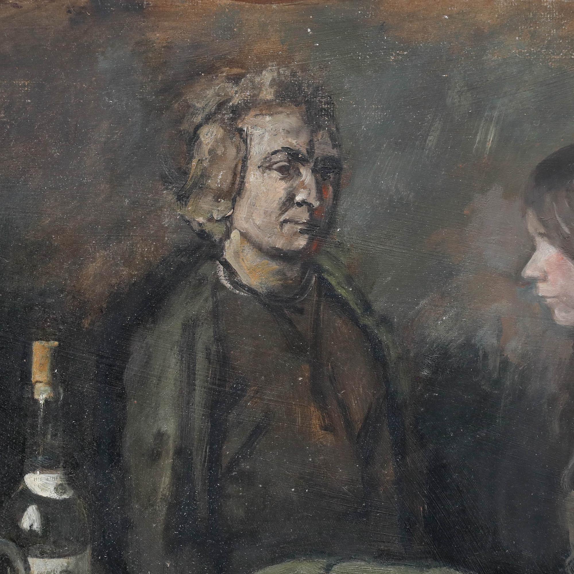 George Weissbort (1928-2013) - 20e siècle Huile, Nature morte avec personnages en vente 4