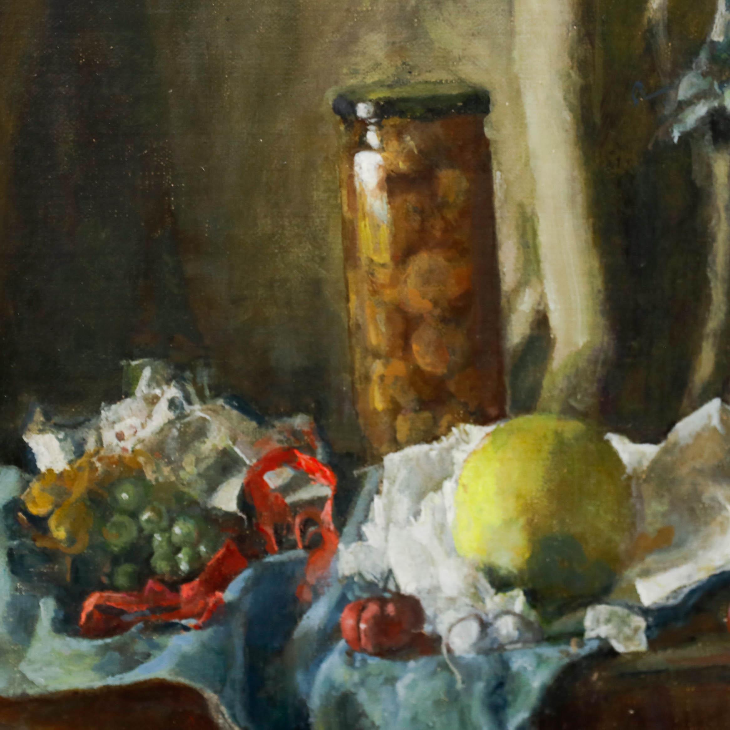 George Weissbort (1928-2013) - Olio del XX secolo, Natura morta con cipolle sottaceto in vendita 2