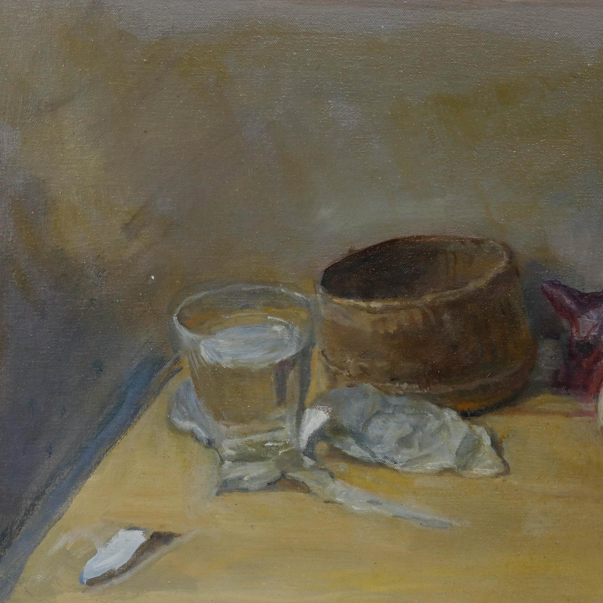 George Weissbort (1928-2013) - 20th Century Oil, Still Life with Water Glass For Sale 3