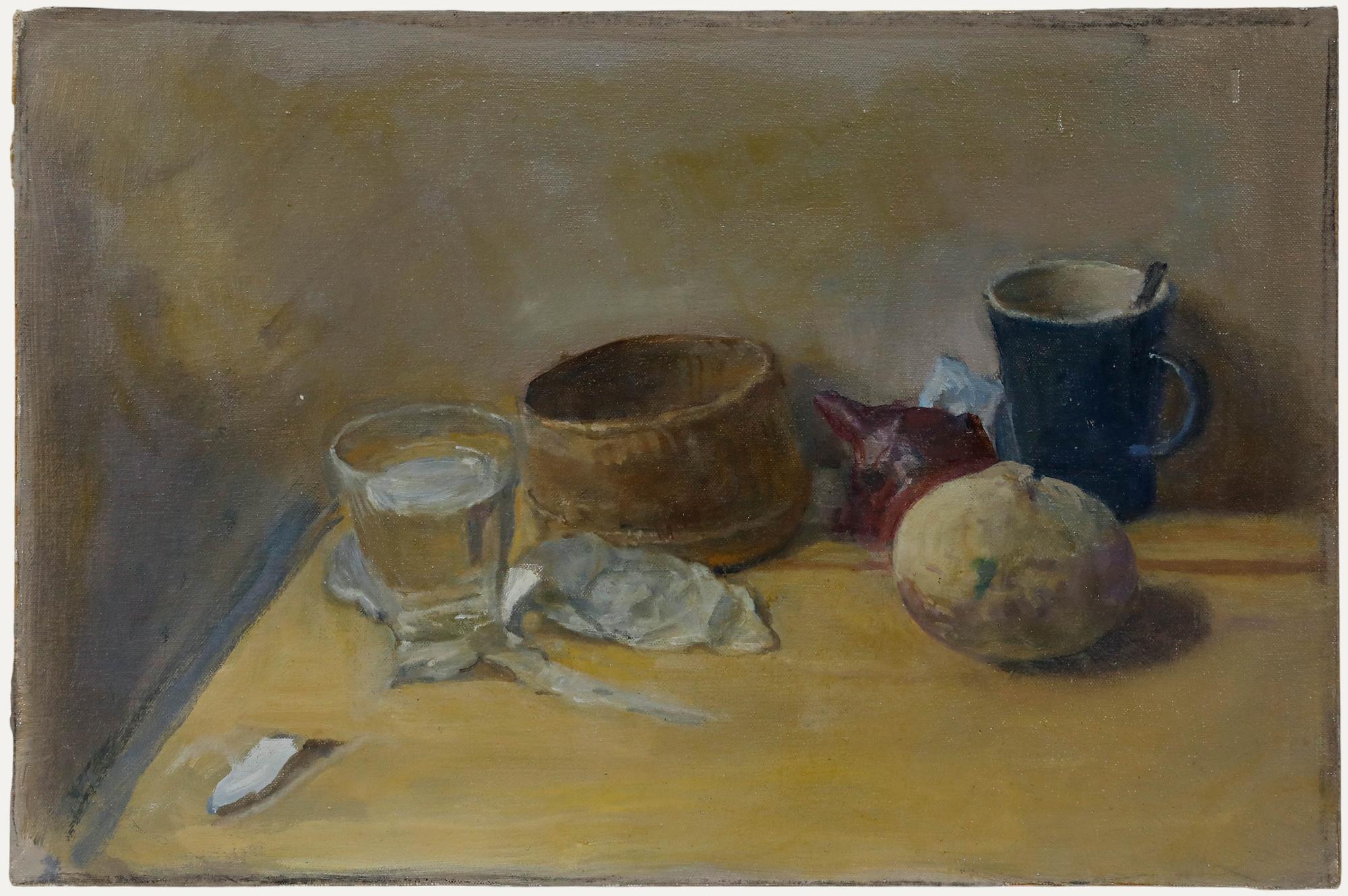 George Weissbort (1928-2013) - Óleo del siglo XX, Bodegón con vaso de agua