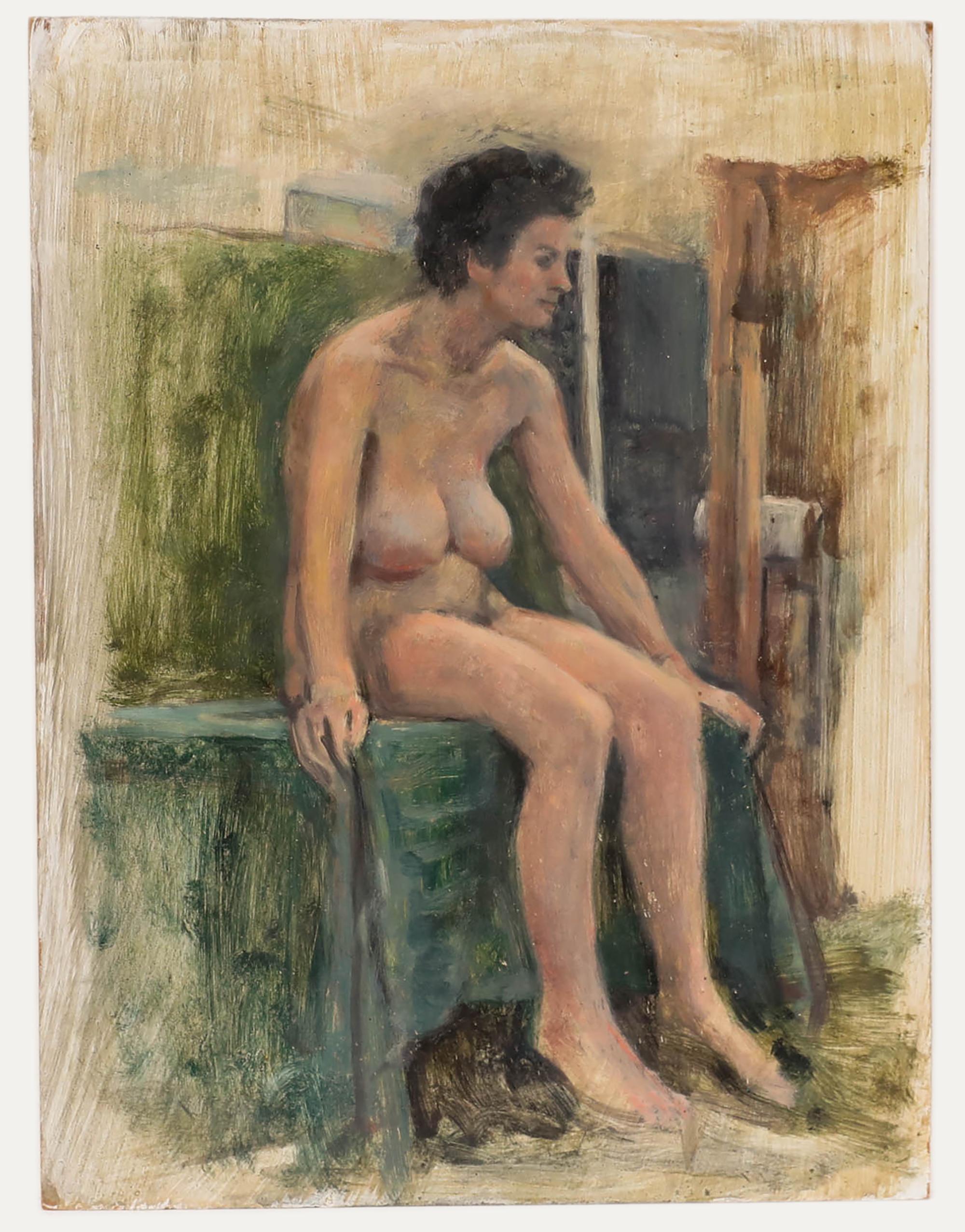 George Weissbort (1928-2013) - Olio del XX secolo, Nudo da tavolo in vendita 1