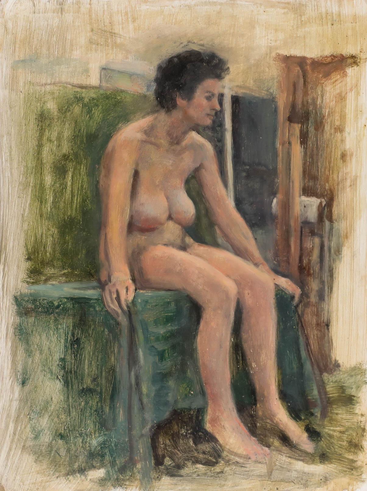 Nudo femminile, olio su tavola. Senza segno. (Provenienza: Studio A Sale, George Weissbort). 