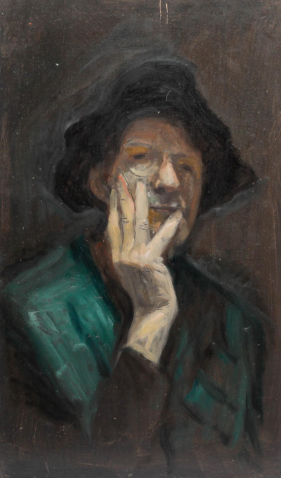 George Weissbort (1928-2013) - 20th Century Oil, The Artist in Green For Sale 1