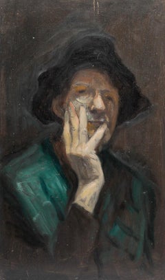 George Weissbort (1928-2013) - Olio del XX secolo, L'artista in verde