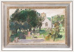 George Weissbort (1928-2013) - 20. Jahrhundert Öl, Der Kirchhof
