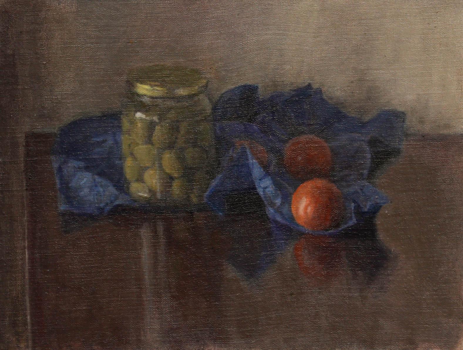 George Weissbort (1928-2013) - Olio del XX secolo, Il vaso di olive 1