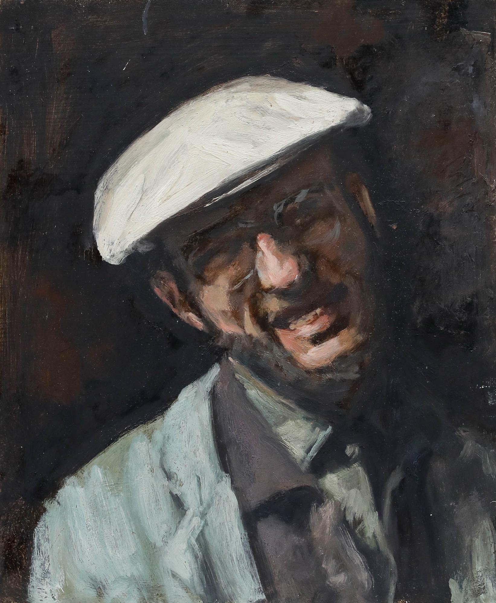 George Weissbort (1928-2013) - Huile du 20e siècle, Le bonnet blanc en vente 1